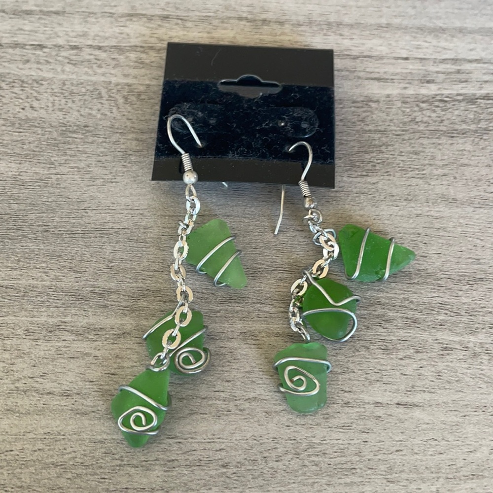 Green stylish earrings